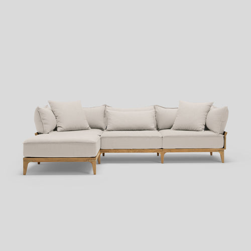 A studio photo of Bluff Chaise Sofa Sunbrella Parchment / Sofa with Chaise