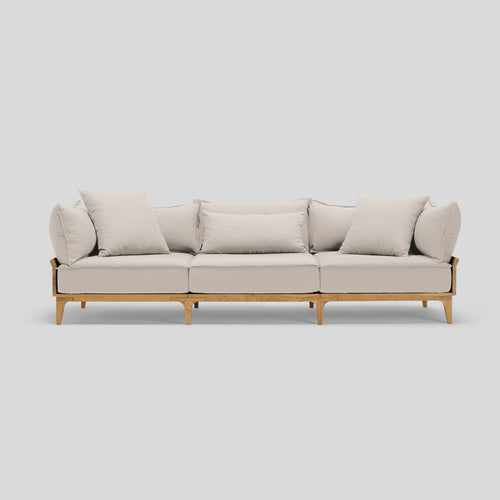 A studio photo of Bluff Sofa Sunbrella Parchment