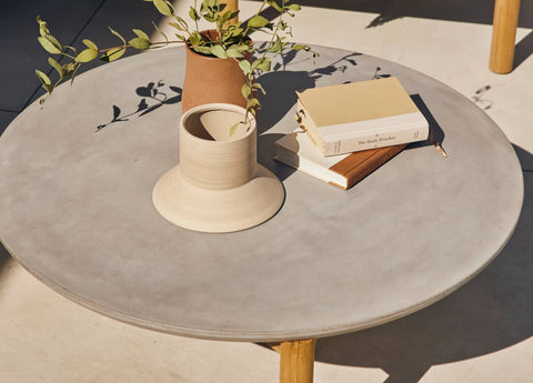 Outdoor concrete coffee table